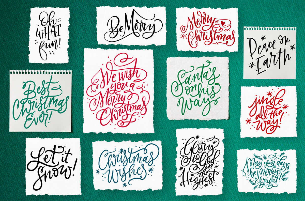 Whimsical Holiday Lettering - Clipart and Patterns