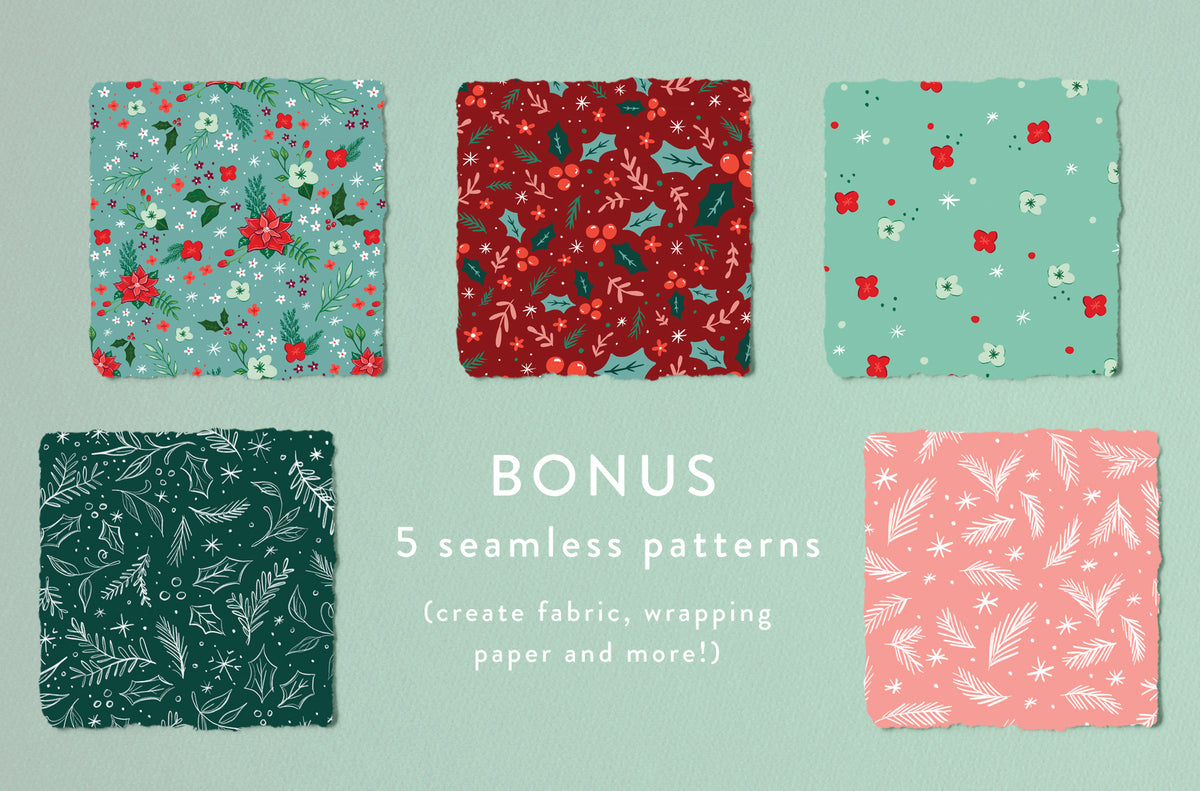 Whimsical Holiday Lettering - Clipart and Patterns