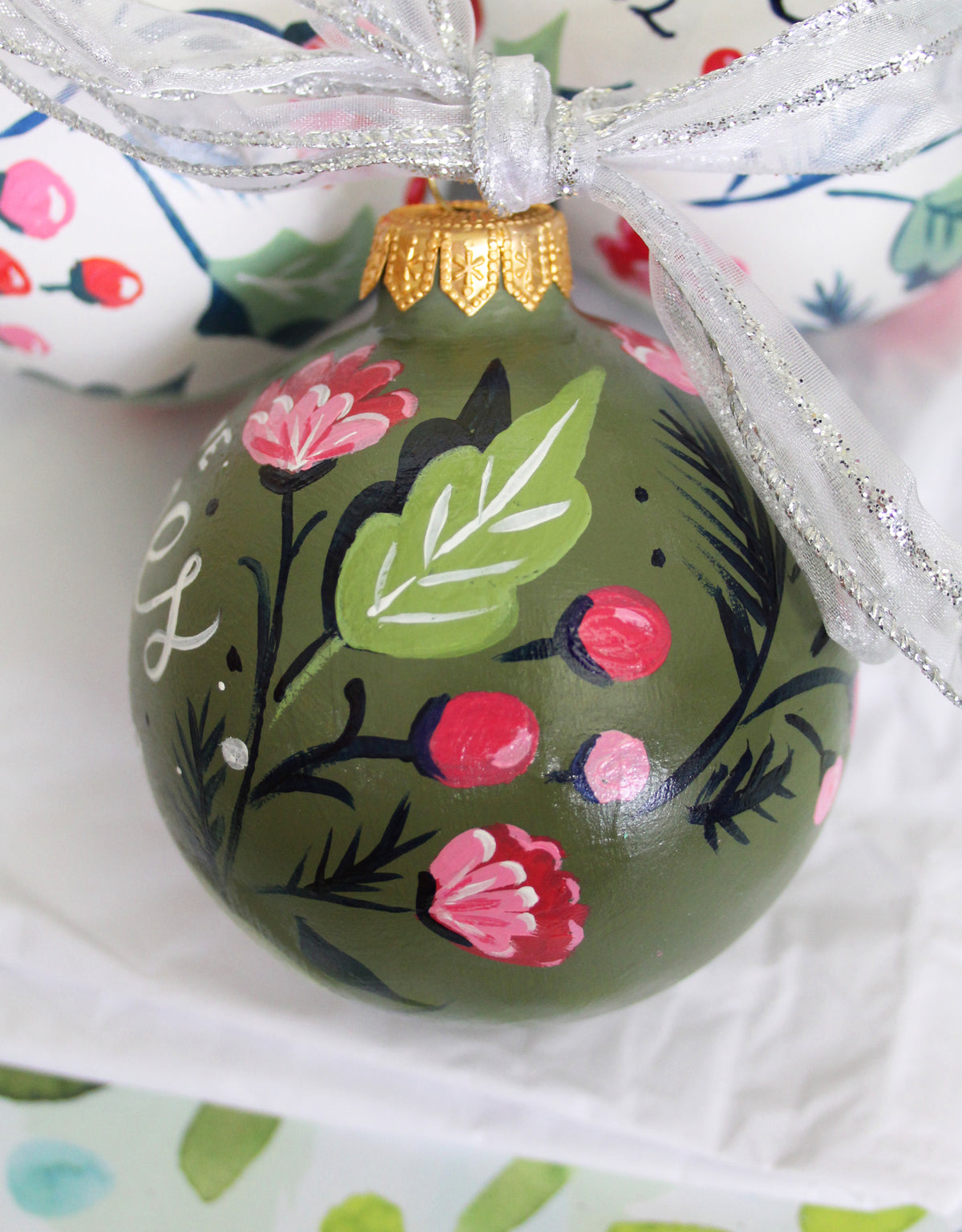Teacher's Gift Personalized Ornament - Hand Painted Christmas