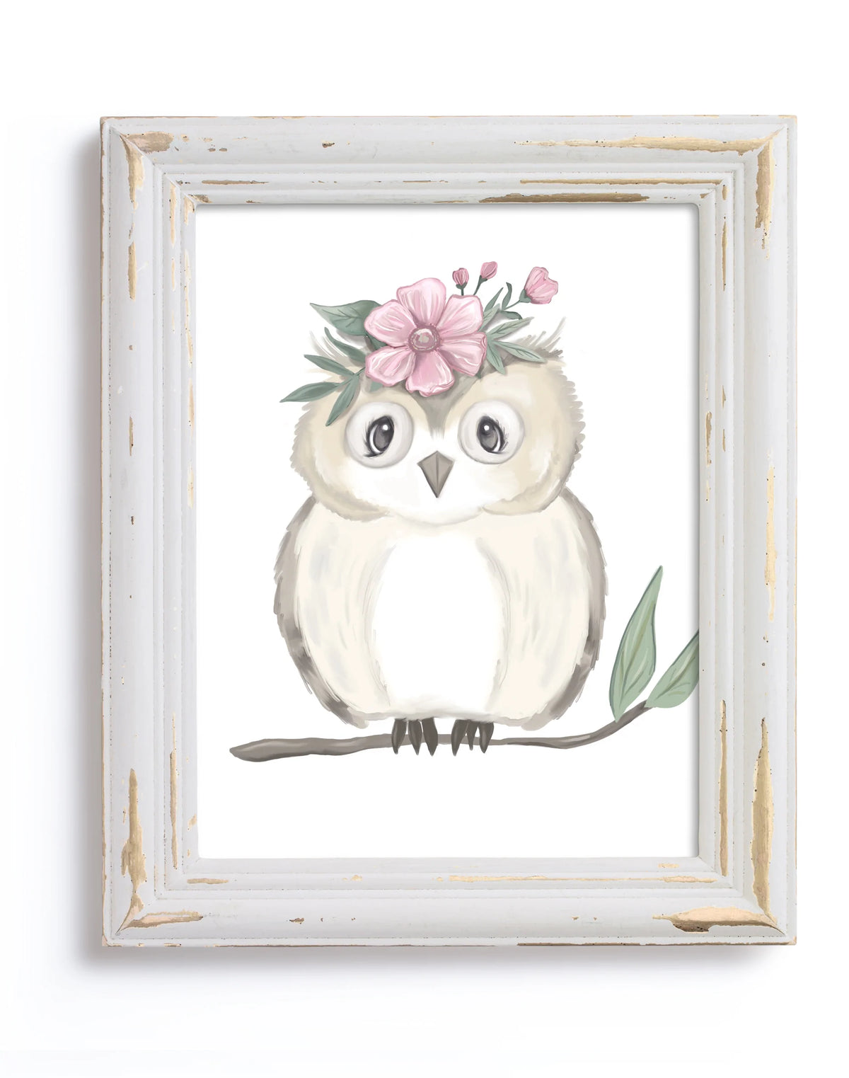 Woodland Floral Owl Print