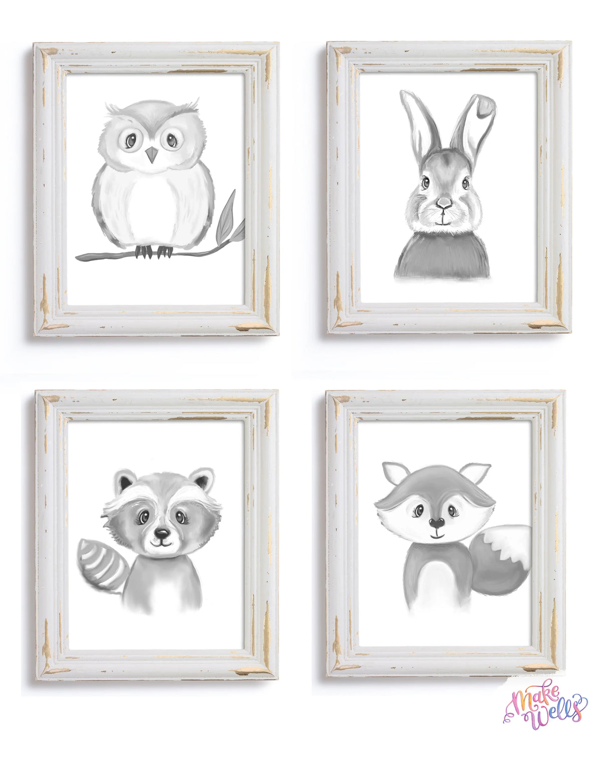 Woodland Floral Animal Set of 4 Prints