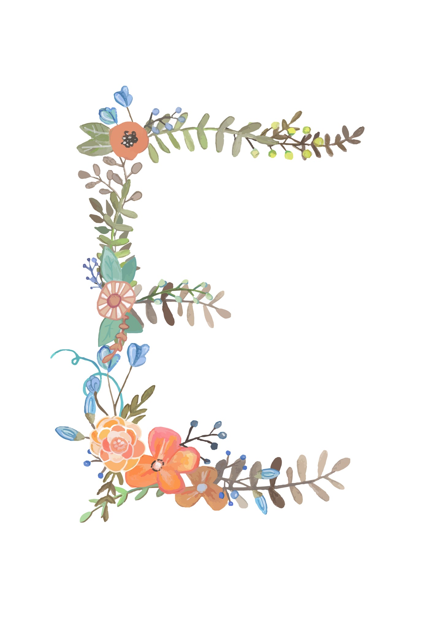 E - Floral Alphabet