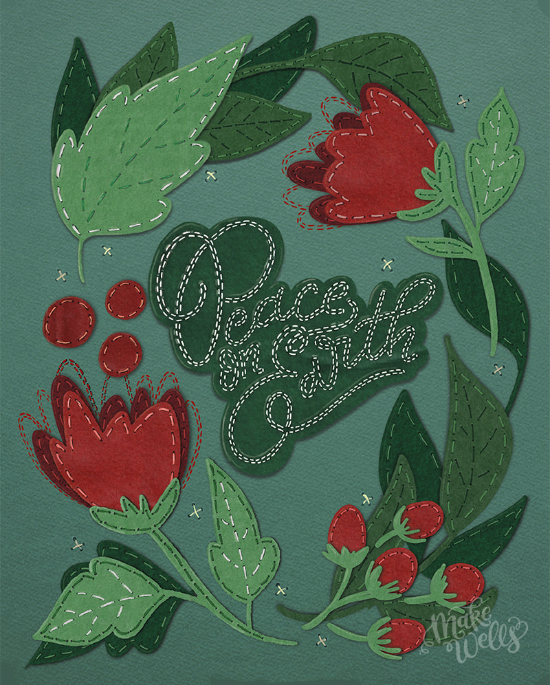 Embroidered Peace Print