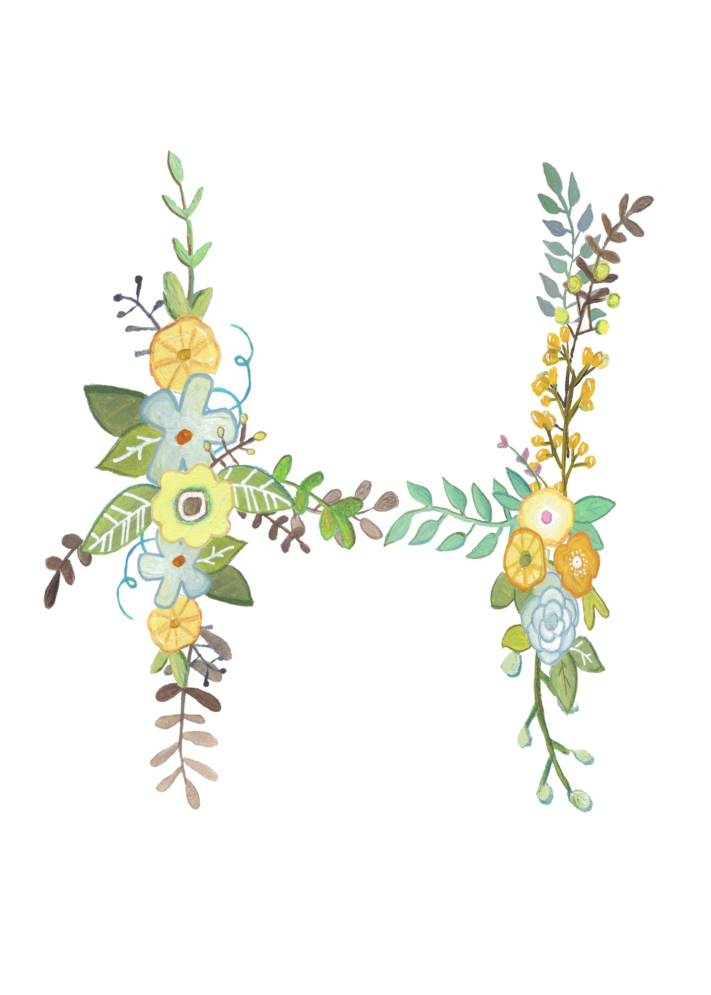 H - Floral Alphabet
