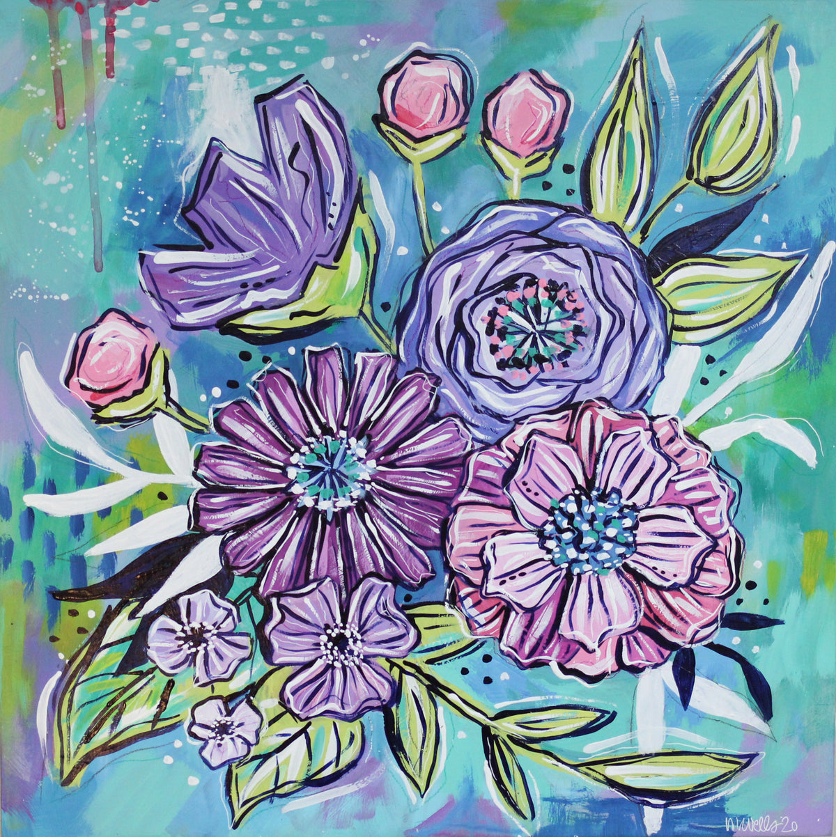 Joyful Bouquet Thirteen: 16" x 16"