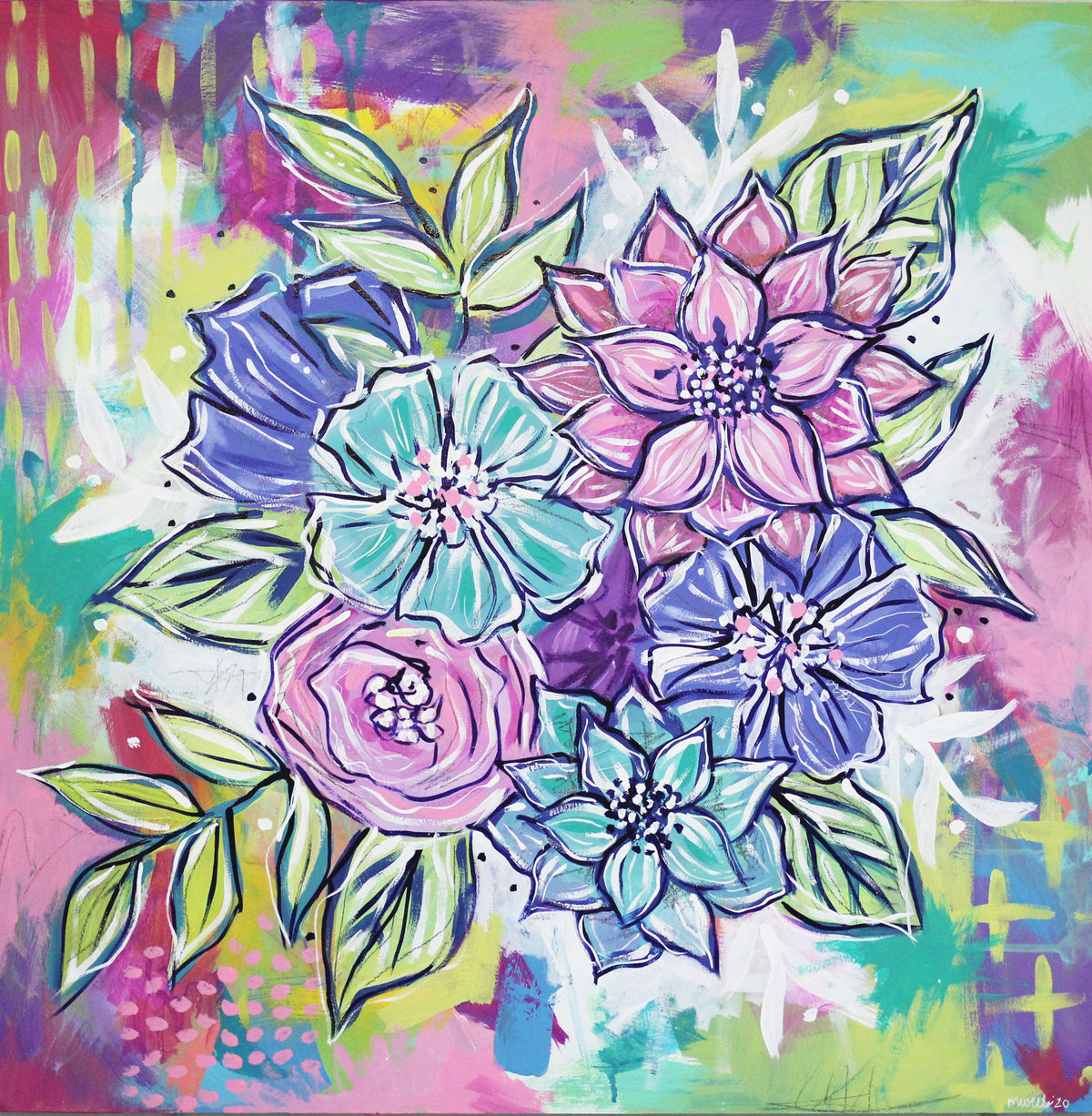 Joyful Bouquet Fourteen: 24" x 24"