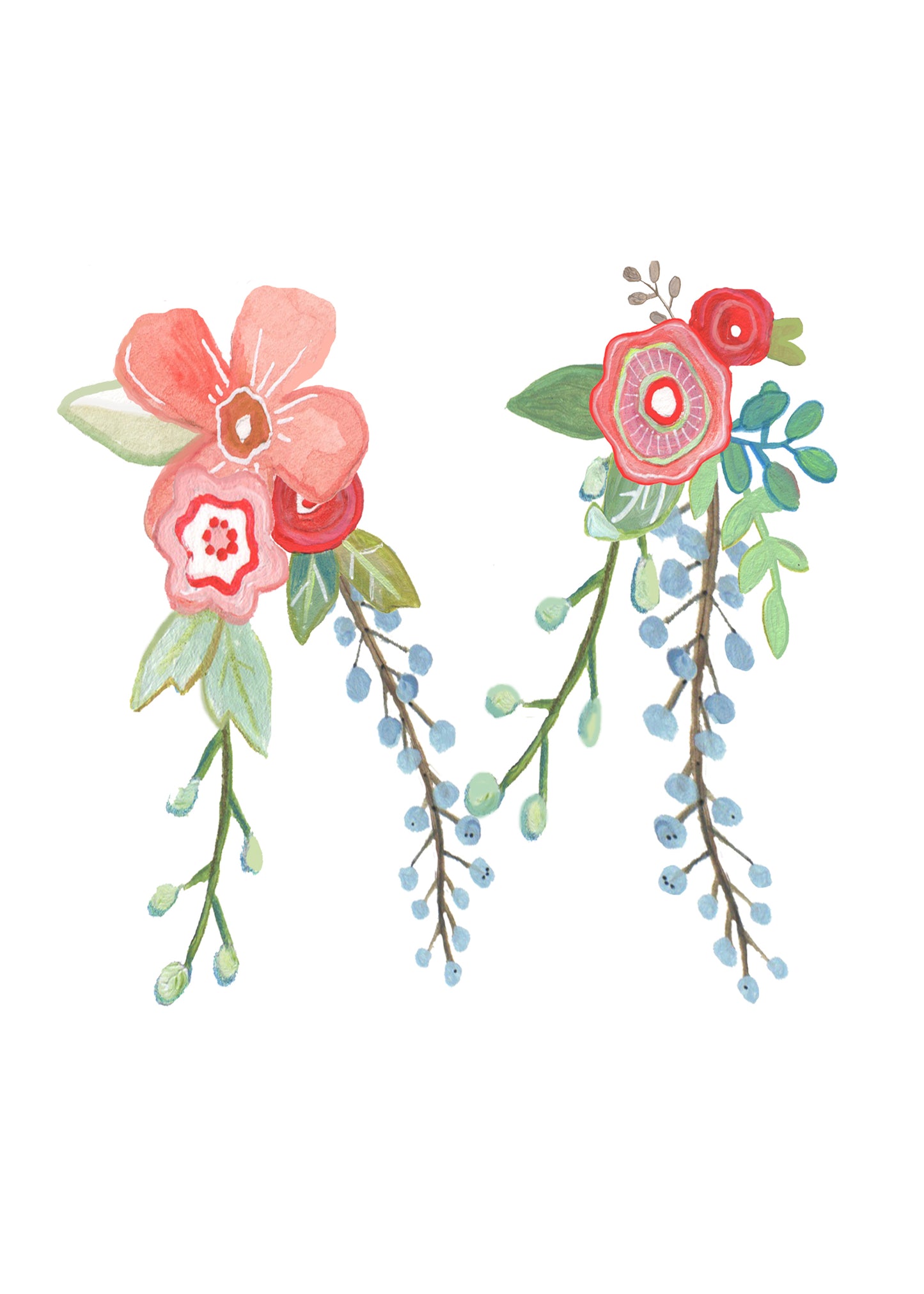 M - Floral Alphabet