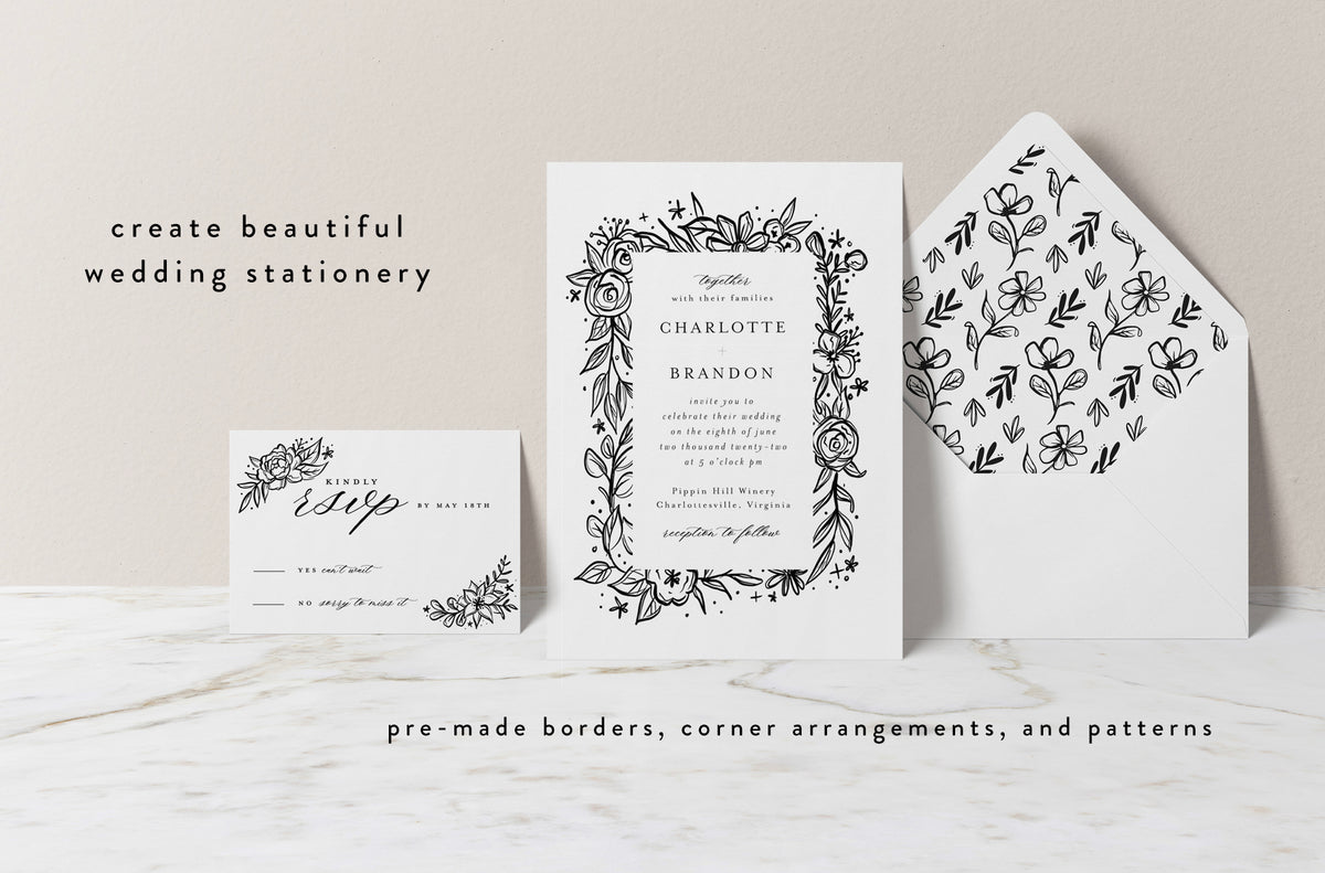 Whimsical Sketched Florals - Clipart and Patterns