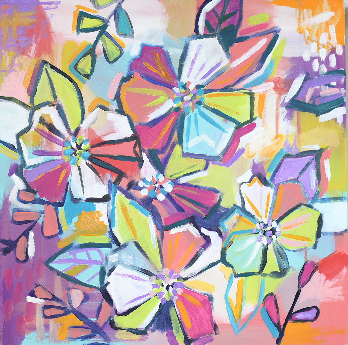 Spring in Bloom - 16" x 16" Original painting on wood