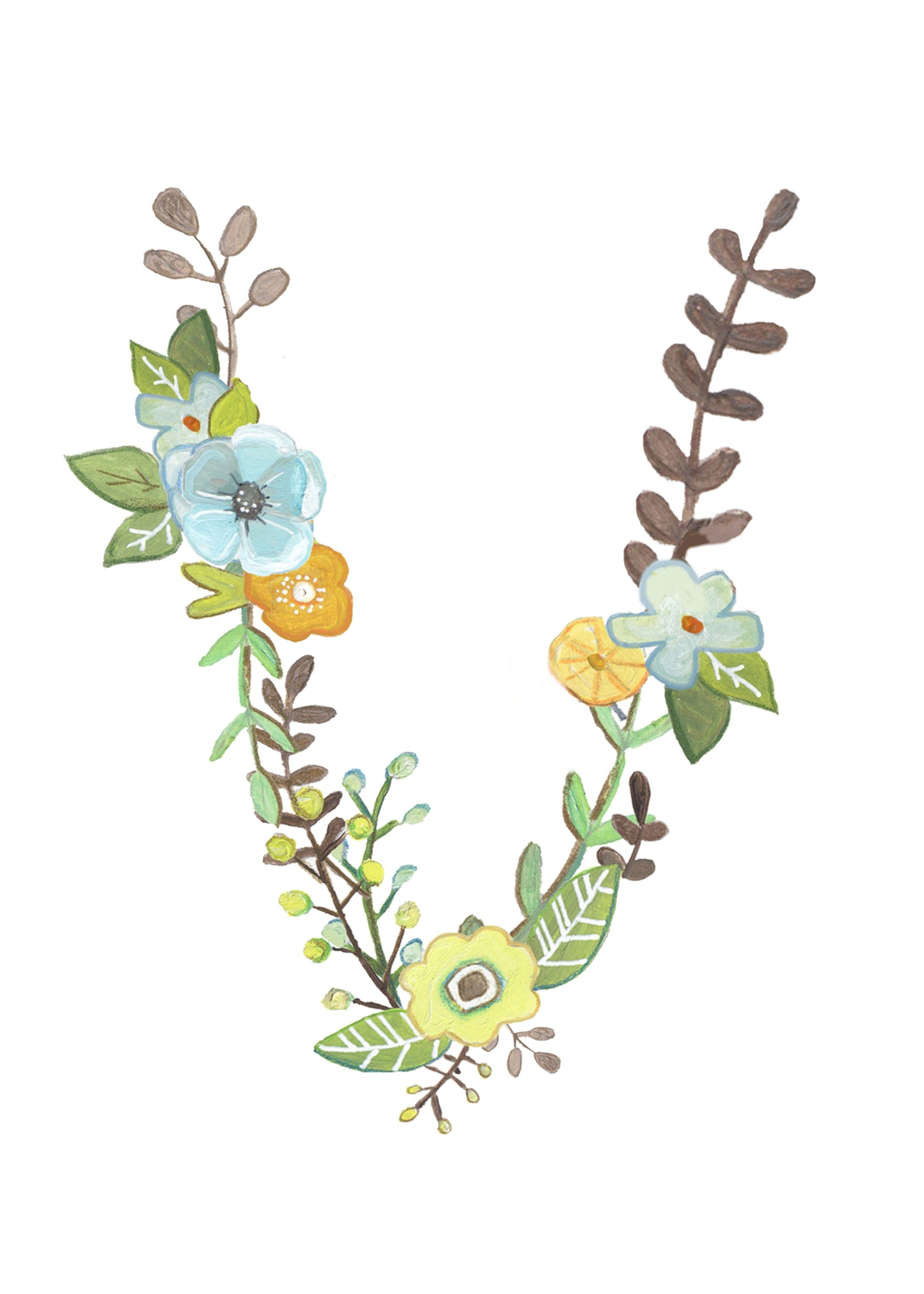 V - Floral Alphabet