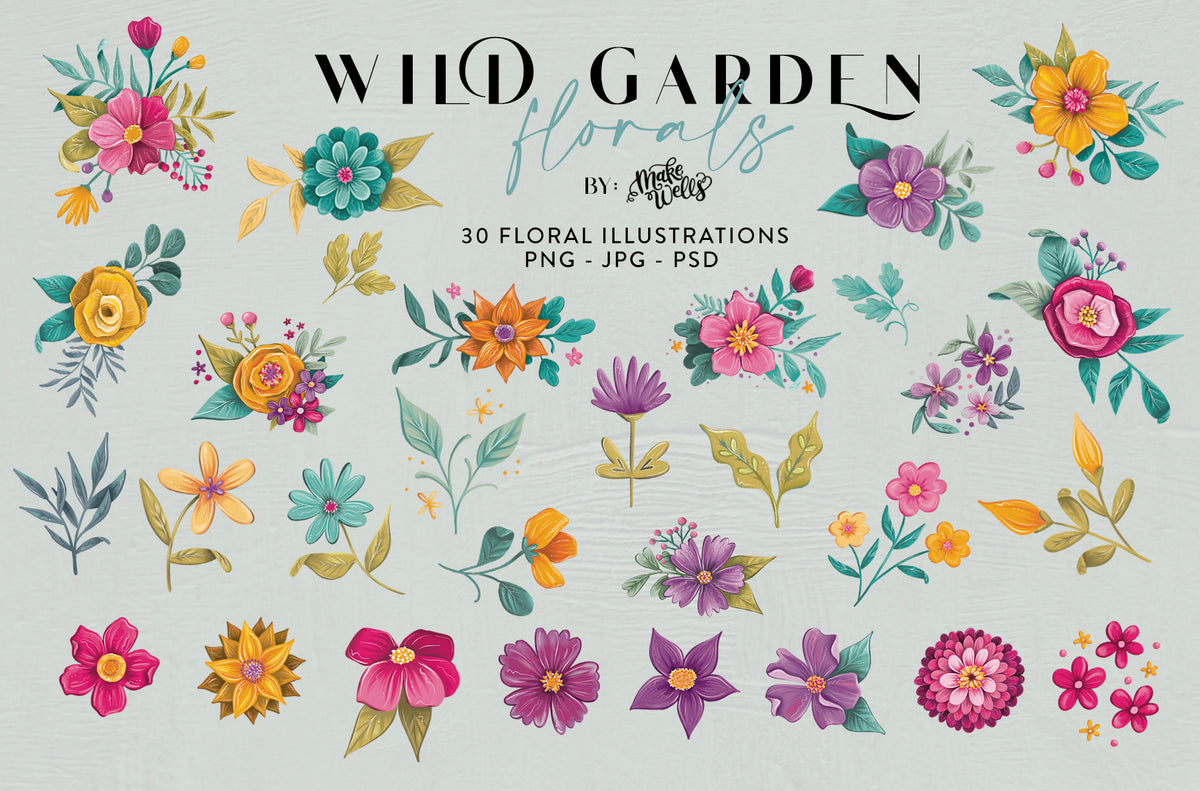 Wild Garden Florals - Clipart and Patterns