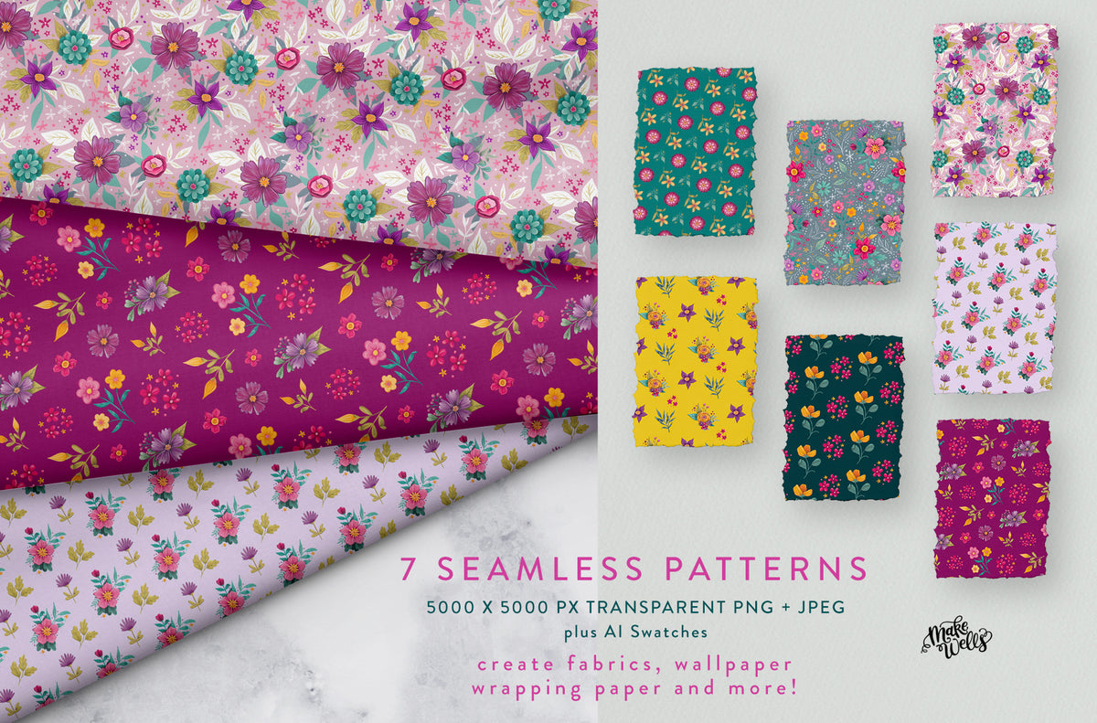 Wild Garden Florals - Clipart and Patterns