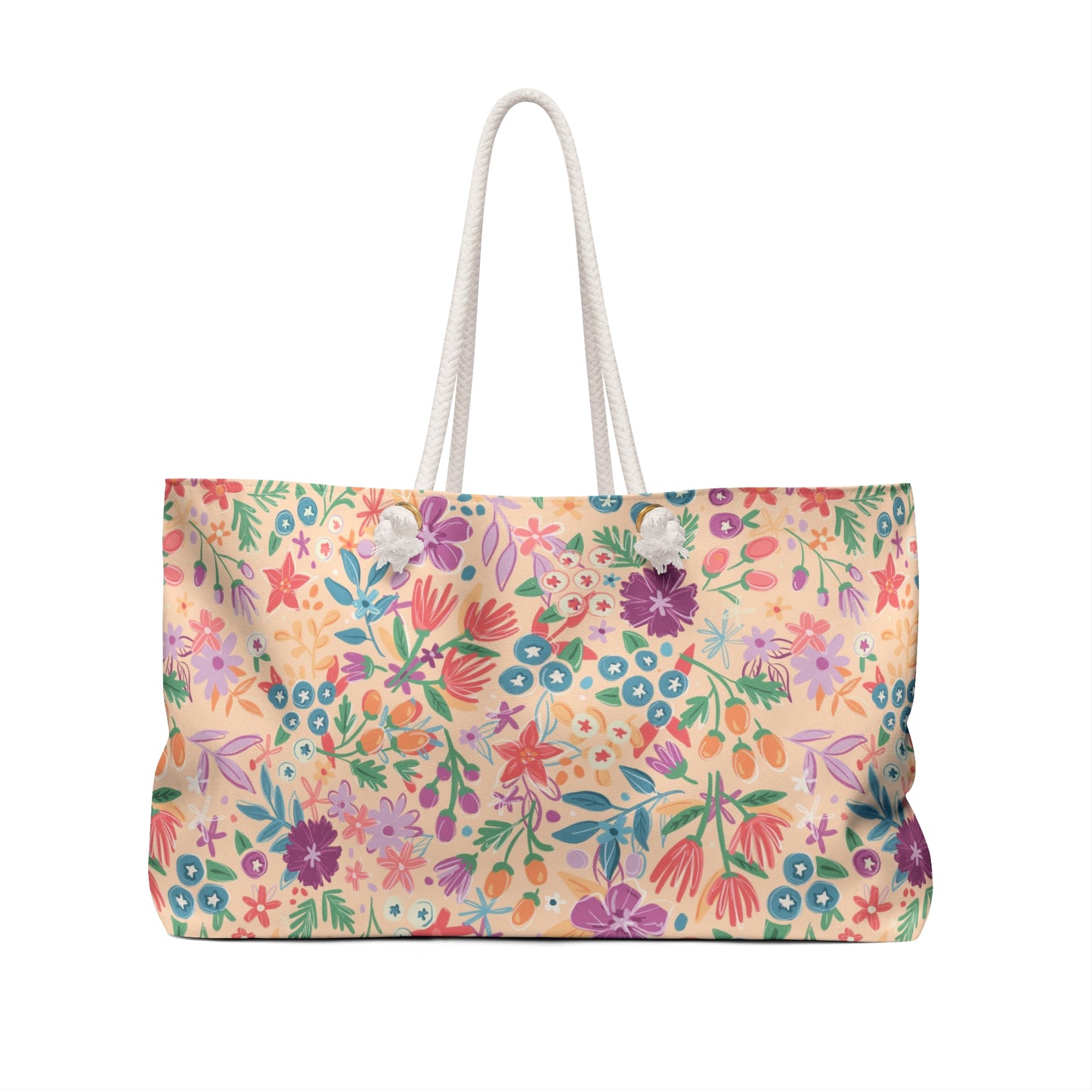 Brilliant Florals Cream Weekender Bag