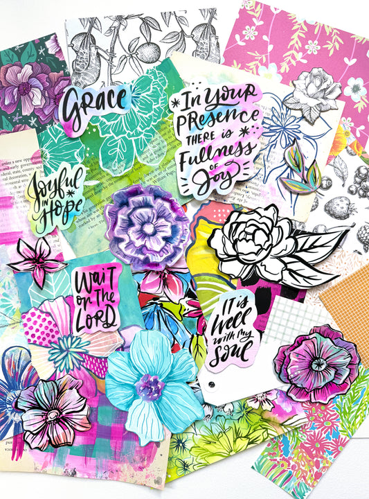 Funky Florals Faith - Curated Scrap Pack #9