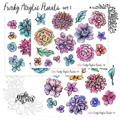 Funky Acrylic Florals - Set 1