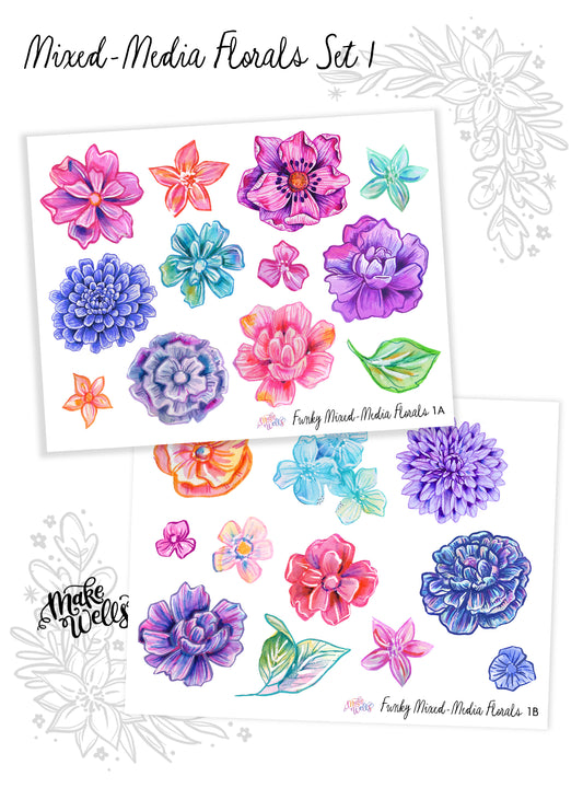 Funky Florals Mixed-Media Flowers - Set 1