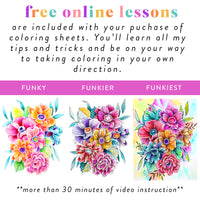 **Pre-Order** Funky Florals Next Level Coloring Sheets + Online Lesson