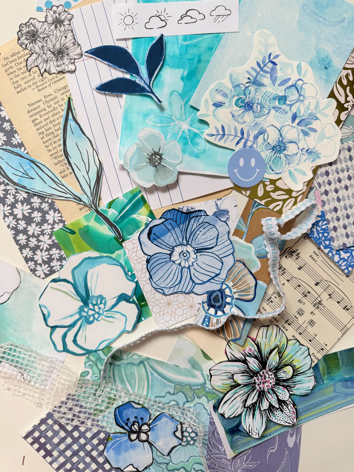 *Mystery* Blue/Turquoise Scrap Pack - Funky Florals