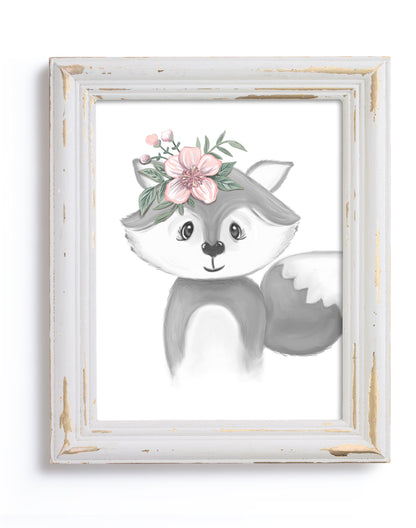 Woodland Floral Fox - Print