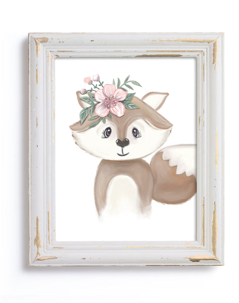 Woodland Floral Fox - Print