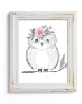 Woodland Floral Owl Print