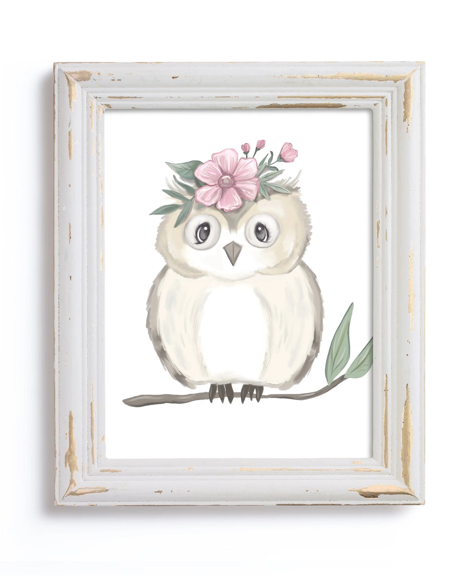 Woodland Floral Owl Print
