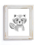 Woodland Floral Raccoon - Print