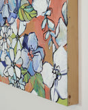Floral Party in Orange - Original Painting on Wood