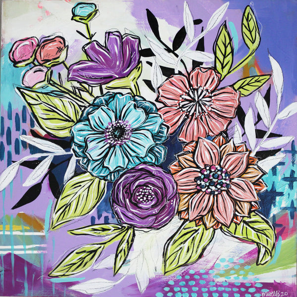 Joyful Bouquet Five - 18" x 18"