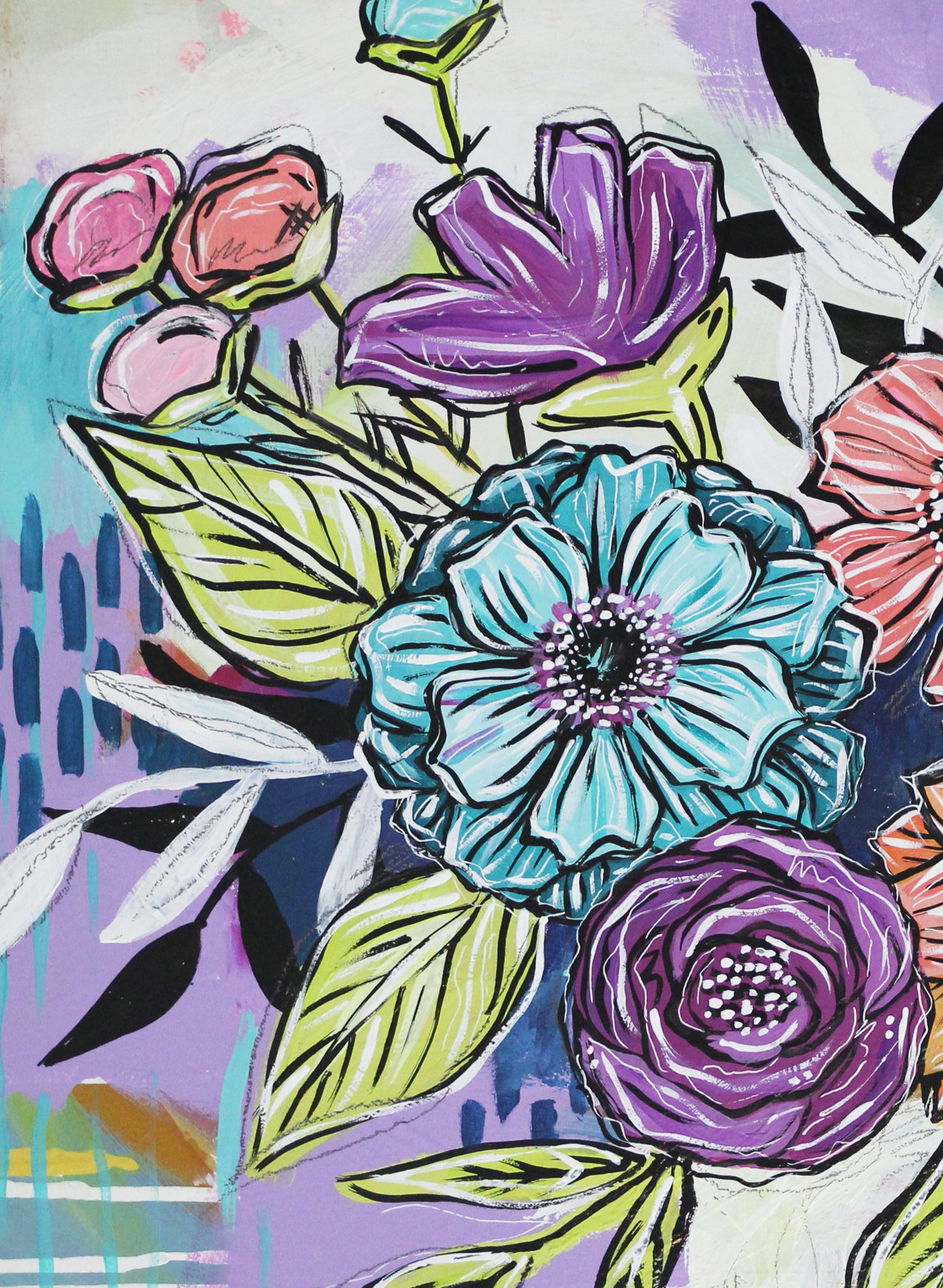 Joyful Bouquet Five - 18" x 18"