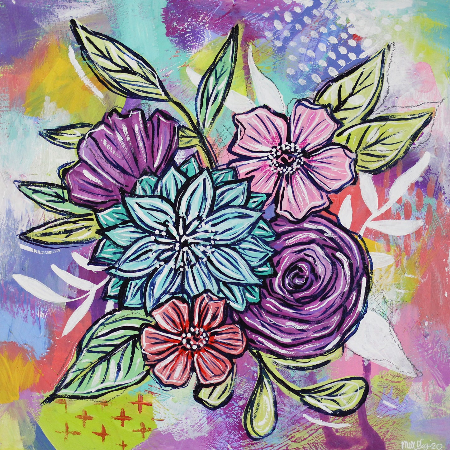 Joyful Bouquet Six - 12" x 12"