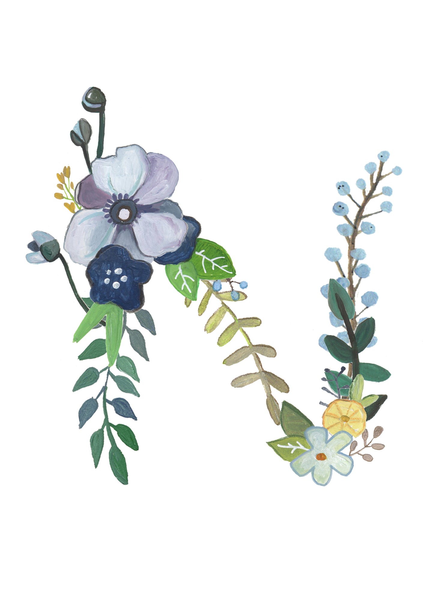 N - Floral Alphabet