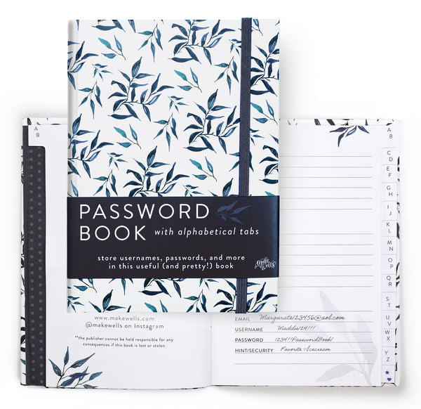 Password Book - Watercolor Leaves