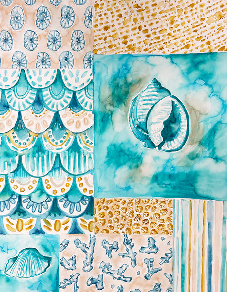Ocean Quilt - 11" x 14" Original on Paper