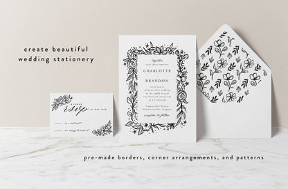 Whimsical Sketched Florals - Clipart and Patterns