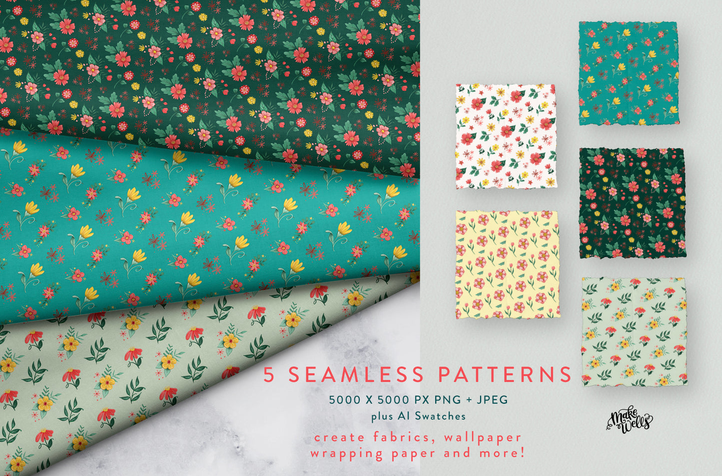 Sunny Days Florals - Clipart and Patterns
