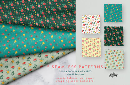 Sunny Days Florals - Clipart and Patterns