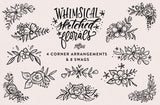 Whimsical Sketched Florals - Clipart and Patterns
