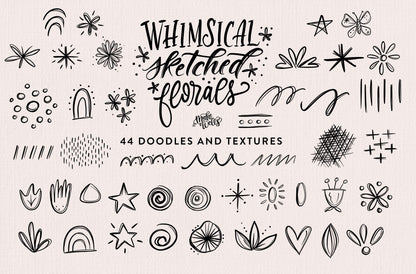 Whimsical Sketched Florals - Clipart and Patterns