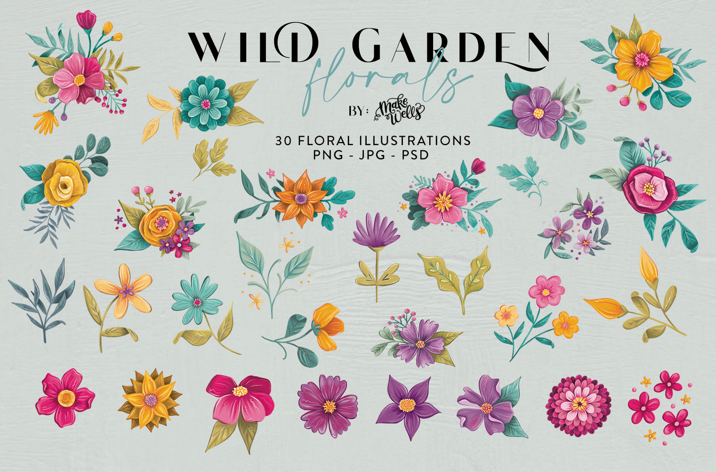 Wild Garden Florals - Clipart and Patterns