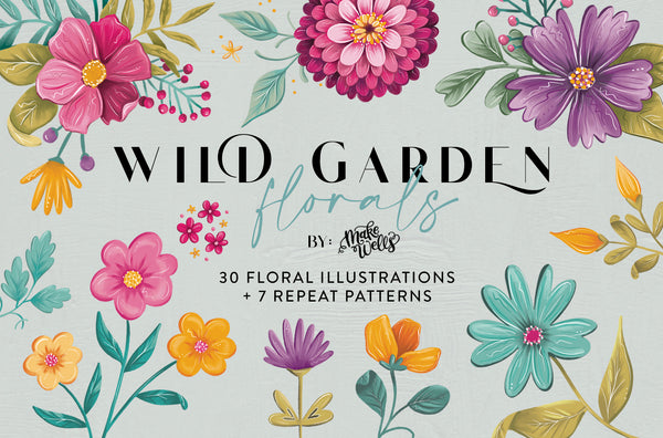Wild Garden Florals - Clipart and Patterns