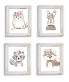 Woodland Floral Animal Set of 4 Prints